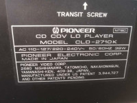 WORKING PIONEER LD PLAYER CLD2710K FOR $222