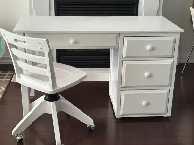 Student Desk: solid wood 'Matrix', 4 drawers + matching chair, View more