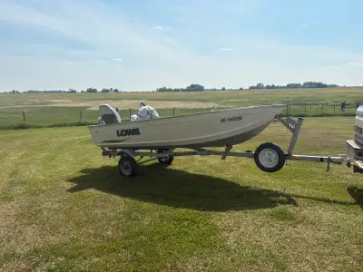 For sale 2008 14 foot 67” wide Lowe boat with a Honda 20 hp four stroke good condition comes with a...