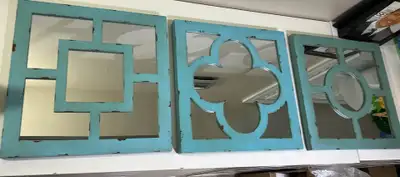 Wall Decor Mirror Wooden Frames 3 pcs 18” x 18” each, View more