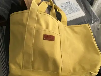 LL Bean canvas bag, like new, was only used to hold yarn, 24 in wide x 14 in high, yellow