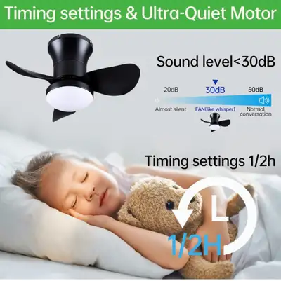Silent Ceiling Fan Light Restaurant Bedroom Small Ceiling Fan Reversible Children's Room Ceiling Fan...