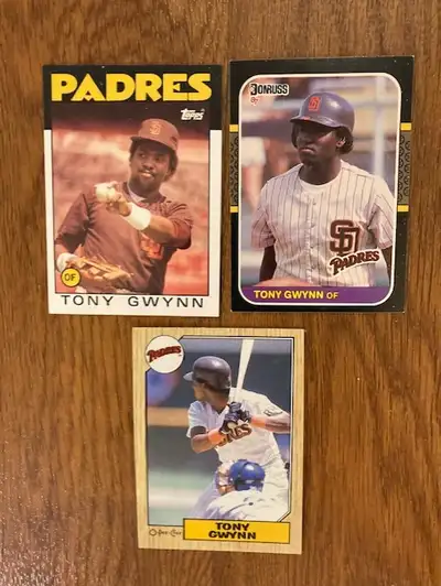 Three Tony Gwynn baseball cards, View more