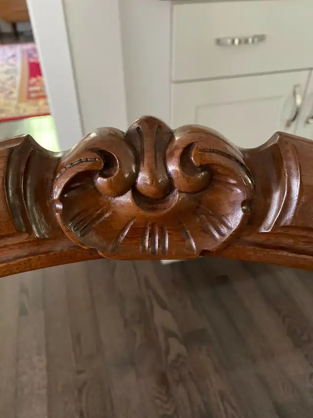 Antique Balloon Back Solid Wood Chair Needlepoint Seat in Dining Tables & Sets in Kingston - Image 3