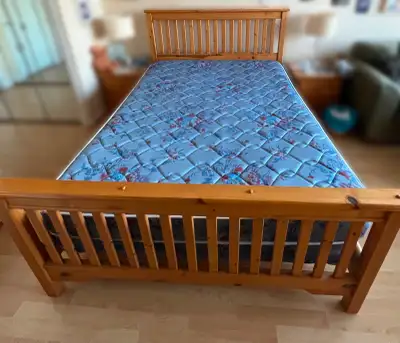 Solid Wood Bed Frame and Mattress Set (Queen) Door pickup, View more
