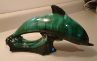 Vintage Blue Mountain Pottery Large Dolphin Figurine