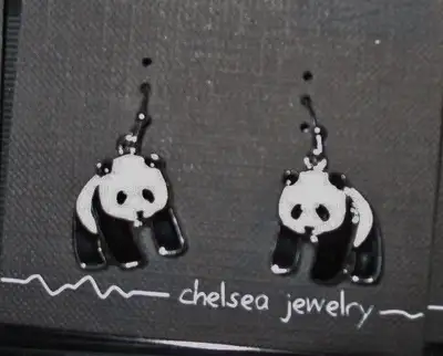 CUTE CHELSEA PEWTER JEWELRY - PANDA EARRINGS - DOG & CAT PINS, View more