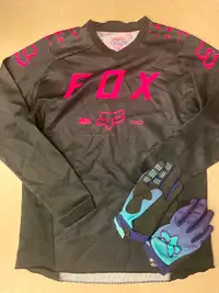 Fox youth large girls jersey and gloves