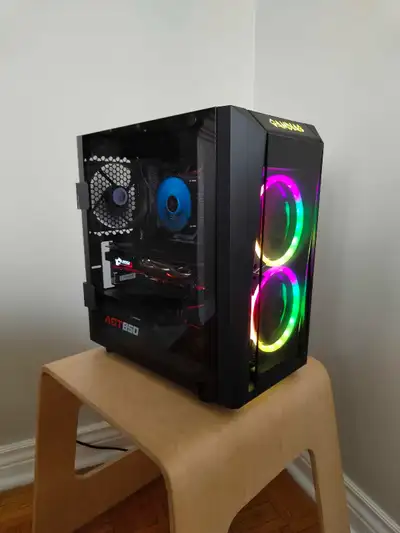 Small form factor gaming PC. Great for tight spaces and apartments. Features glass panels with RGB....