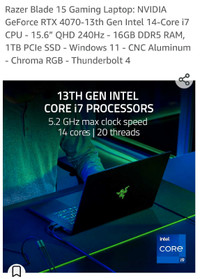 New 2023 Razer Blade 15 Gaming Laptop NVIDIA GeForce RTX 4070