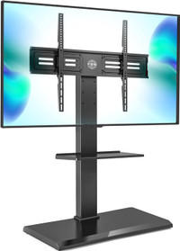 FITUEYES Floor TVStand w/ Swivel Mount; Adjustable Ht.- 50-85”