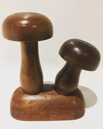 SALIÈRE POIVRIÈRE SOCLE BOIS CHAMPIGNONS VINTAGE SHAKER RÉTRO, View more