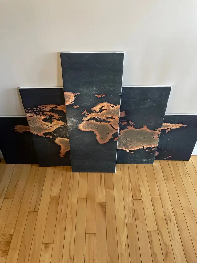 Five Panel “ World Map” Framed Canvas Wall Art in Home Décor & Accents in Edmonton - Image 4