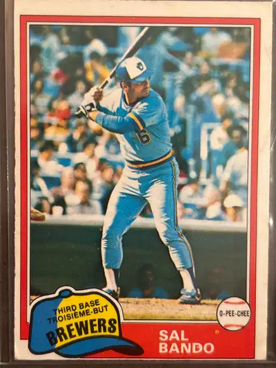1981 OPC Sal Bando ERROR Blank Back Baseball Card, View more