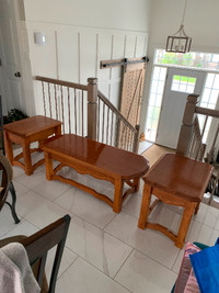 Maple Hardwood Coffee Table & 2 Maple Hardwood End Tables- Set