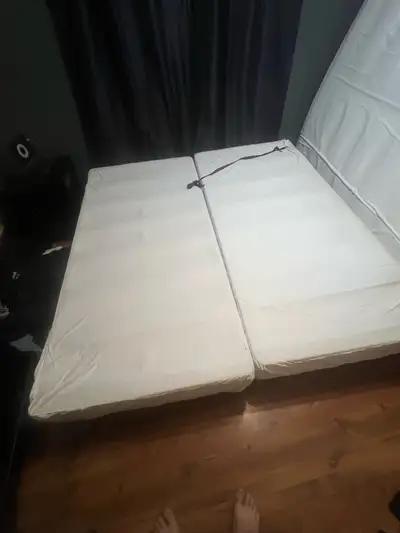 twin mattresses and king size frame. , View more
