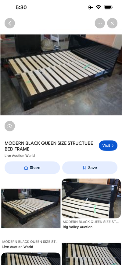 Modern wooden queen bed frame from Structube. This version is not made anymore! Used it for a year o...