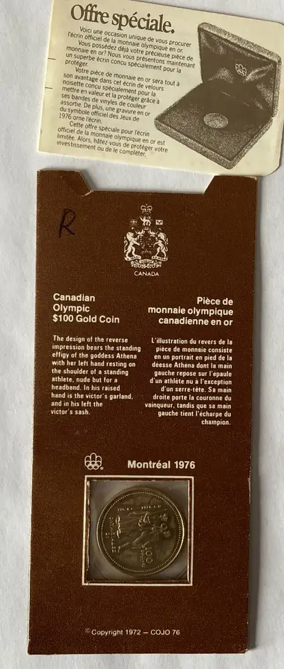 RECHERCHÉE -  Pièces or Olympique, 14k ou 22k, payé en argent., View more