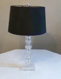 GLASS "ICE" TABLE LAMP WITH BLACK SHADE