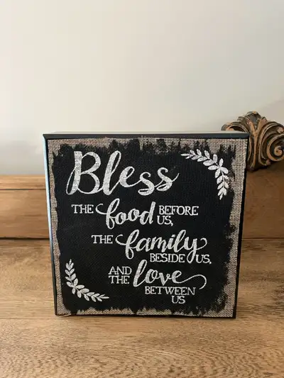 Bless Food Family Love Decor Plaque / Sign - 8” x 8”, View more