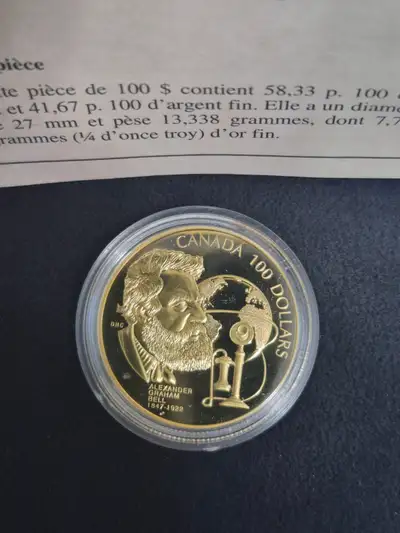 1997 Canadian $100 gold coin celebrating the 150th anniversary of the birth of Alexander Graham Bell...