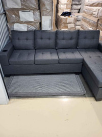 New Gray/Black Reversible Sectional 92" X 58" SALE $589  NO TAX