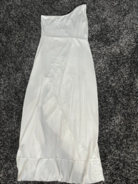White Maxi Dress off shoulder Ruched Ruffle Evening Dress - XL