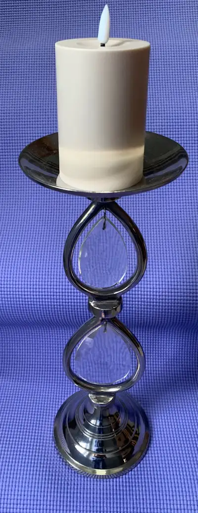 Candle holder stand with 2 crystal pendant, View more