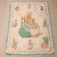 Vintage Beatrix Potter Baby Blanket Peter Rabbit Quilted Cotton