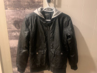 Youth Guess padded , hooded, “leather” Jacket 