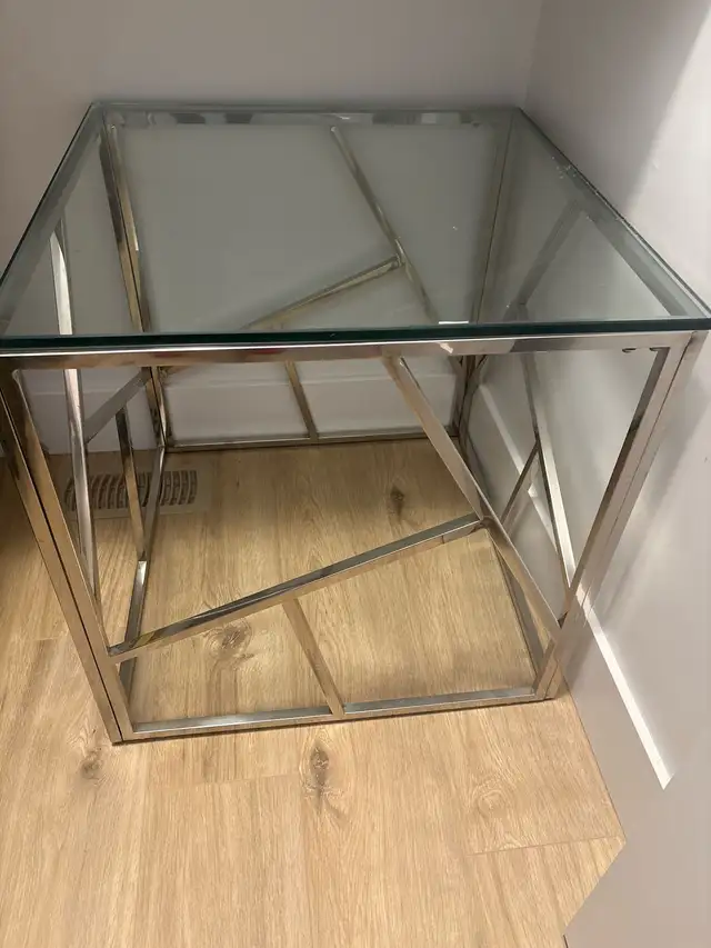 Glass/aluminum modern end table in Other Tables in Bedford - Image 3