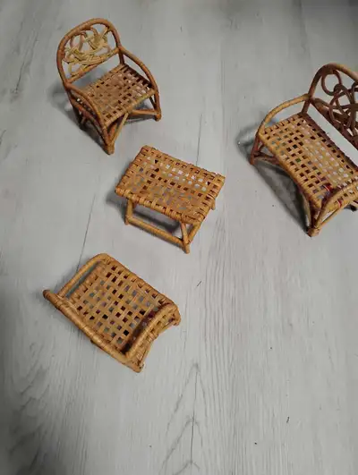 BARBIE SIZED Wicker chair set, View more