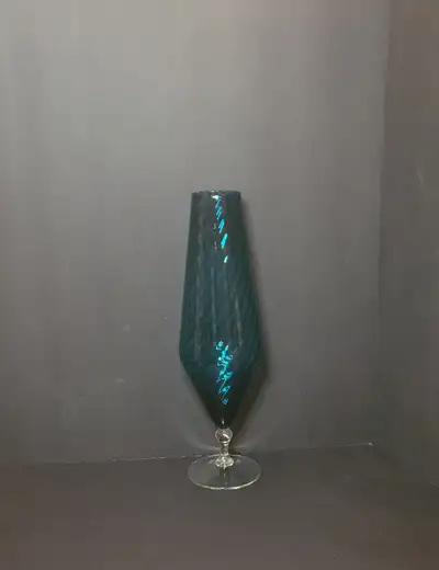 Vintage MCM Turquoise Empoli Optic Glass Vase, View more