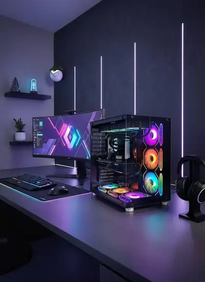 Black case &RGB pc AMD Ryzen 7 7800X3D ,32G, 1TB SSD RTX 5070, View more