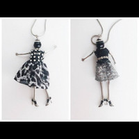 Women's Jewelry - NWT - Black & Silver Rhinestone Swinging Doll