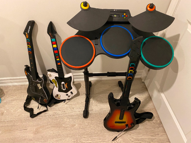 Guitar Hero Drums And Guitar for Xbox 360 + Additional Guitars in XBOX 360 in Barrie
