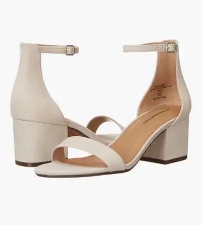 Amazon Essentials Women’s Two Strap Heeled Sandals – Ivory, Sz 8, View more