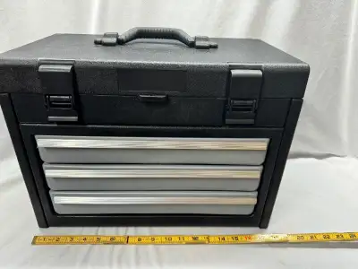 Plastic Black 3 Drawer Tools Chest With Some Tools, View more
