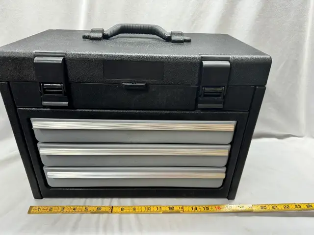 Plastic Black 3 Drawer Tools Chest With Some Tools in Tool Storage & Benches in St. Catharines - Image 2