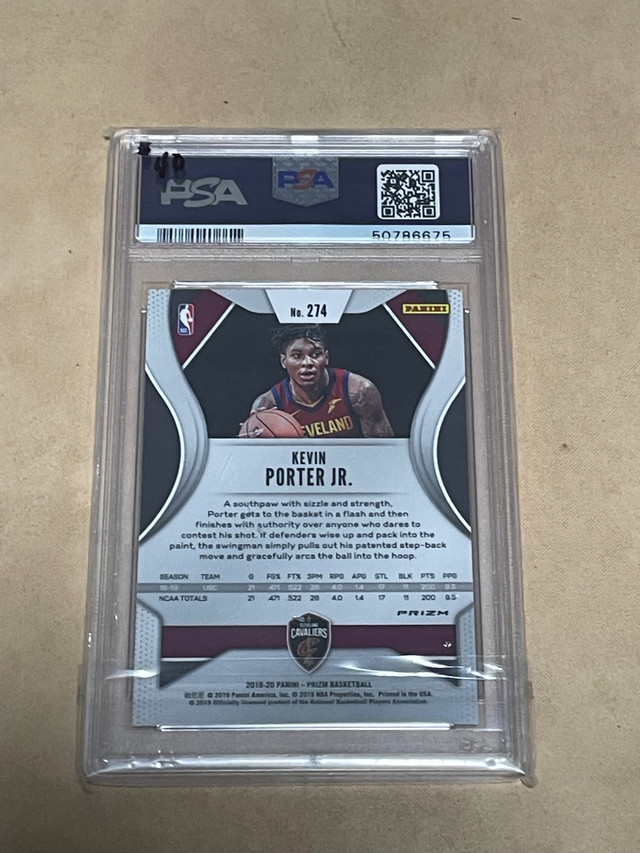 2019 Panini Prizm 274 Kevin Porter Jr Green RC Rookie PSA 9 MINT in Arts & Collectibles in Bedford - Image 2