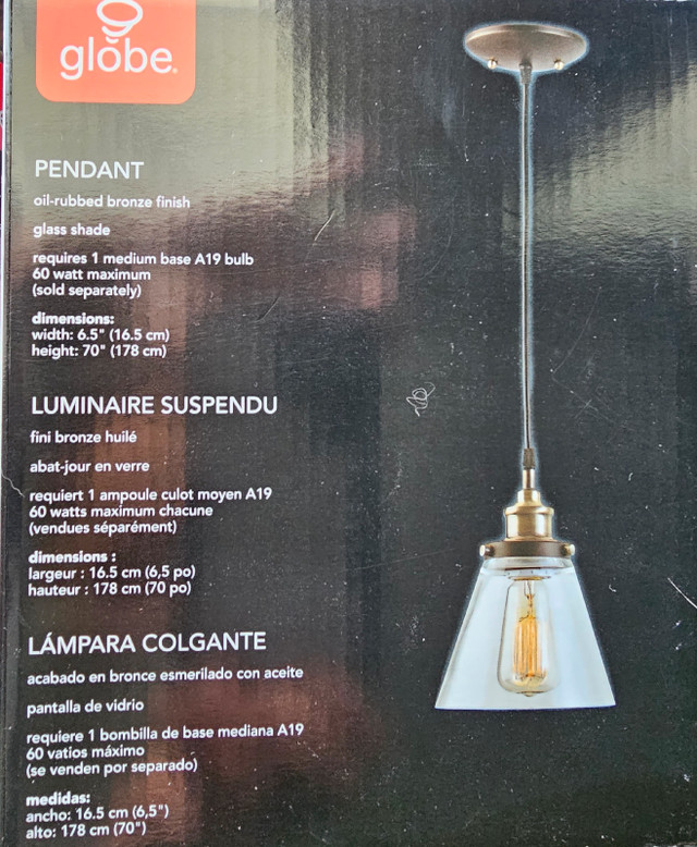 3 Luminaires suspendus fini bronze dans Éclairage intérieur et plafonniers  à Trois-Rivières - Image 4