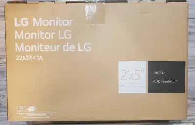 Brand New LG 22MR41A monitor. 21.5 inch screen, 100Hz refresh rate, AMD FreeSync technology. Full HD...