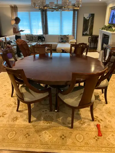 Beautiful Dining Room Table Rare 72” Round Wood, View more
