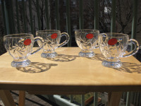 Lot tasses CRISTAL Pologne -  Lead-Free Pinwheel Crystal Cups