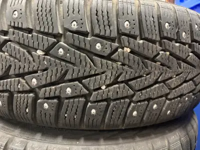 Used two winters. This listing is for all 4 tires on steel wheels, 185/60R15, five bolt pattern.