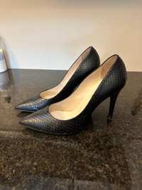 Python leather heels pumps 