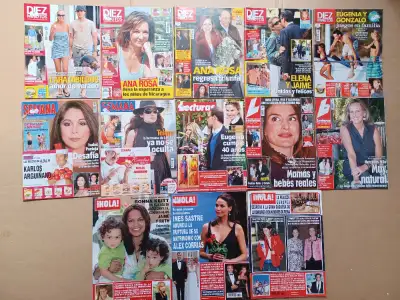 Various Spanish celebrity magazines. Hola, Semana, Diez Minutos, View more