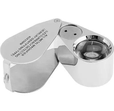 40X25 Jewelry Eye Loupe LED Full Metal Illuminated Pocket Folding Loop Magnifying Glass for Currency...