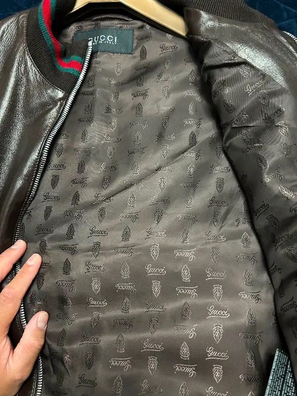 100% Authentic Gucci Lamb Leather Jacket  BROWN sz5262863283896451124