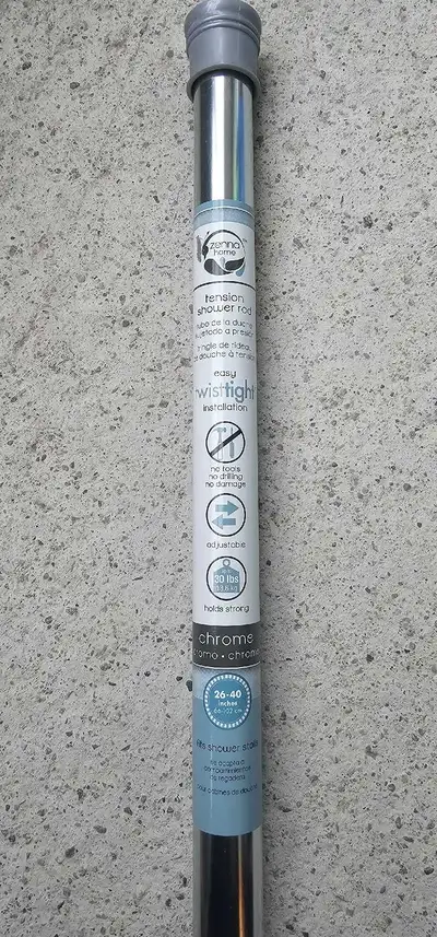 Adjustable Shower Curtain Tension Rod, Chrome, 26-in to 40-in, View more